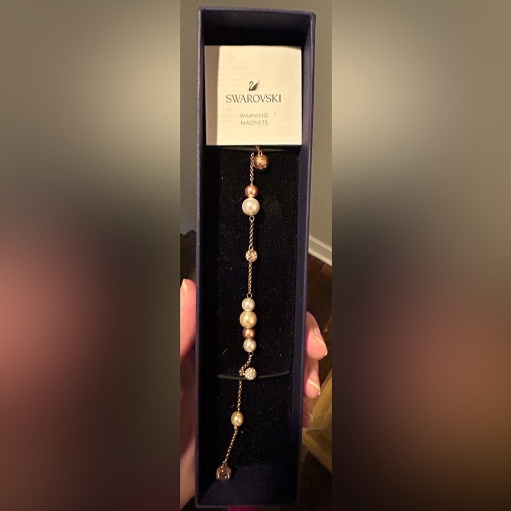 Swarovski rose gold crystal pearl adjustable bracelet – New in box!